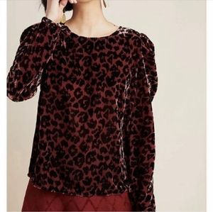 ANTHROPOLOGIE DOLAN Charley Leopard Velvet Top